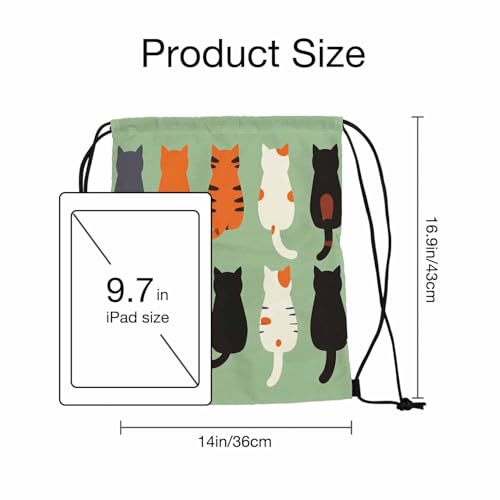 Cats Butts Drawstring Bag 14x16.9 Inch Cartoon Cats Poses Behind Gym bag Stroage Small Exercise Accessiors Water Bottle Change of Clothes Shoes - color: Cats