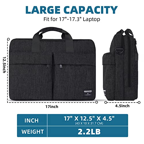 KINGSLONG 17.3 inch Laptop Briefcase Bag for Men Women, Laptop Messenger Bag with Shoulder Strap, Water Resistant Business Crossbody Bag Computer Bag for Asus Acer Dell Thinkpad, Black - color: Black
