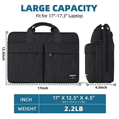 KINGSLONG 17.3 inch Laptop Briefcase Bag for Men Women, Laptop Messenger Bag with Shoulder Strap, Water Resistant Business Crossbody Bag Computer Bag for Asus Acer Dell Thinkpad, Black - color: Black