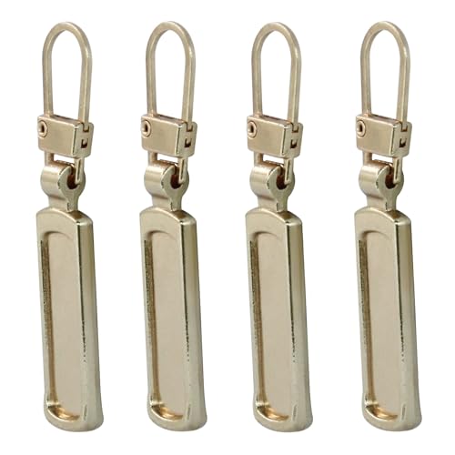 Auvotuis 4Pcs Zipper Pull Replacement for Small Holes, Detachable Tiny Zipper Replacement Slider, Spare Zipper Pulls for Luggage/Jackets/Backpacks/Boots/Purses (Gold) - style: Gold