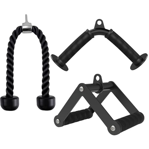 Fitarc Double D Row Handle Cable Attachments for Gym, Non-Slip V Bar Attachment for Home Gym Equipment, T Bar Row Attachment for Back Training, LAT Pulldown Attachments and Cable Machine Attachment - color: Black