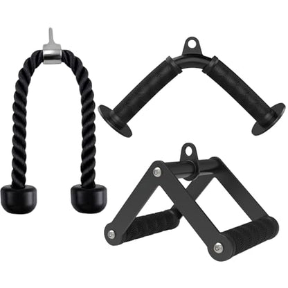Fitarc Double D Row Handle Cable Attachments for Gym, Non-Slip V Bar Attachment for Home Gym Equipment, T Bar Row Attachment for Back Training, LAT Pulldown Attachments and Cable Machine Attachment - color: Black