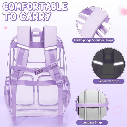 Fimibuke Clear Backpack for Girls - 3 PCS Heavy Duty Kids Boys Clear Bags Schoolbag Large Transparent PVC Bookbag with Lunch Box Pencil Case Set for Travel School Concert Stadium Events Backpacks - color: black