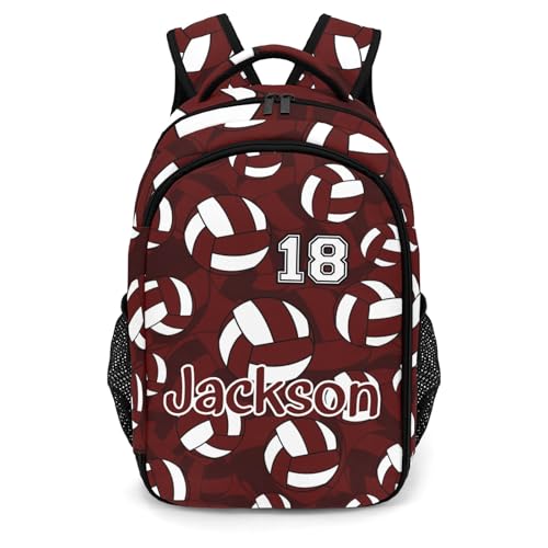 Dark Red Volleyball Pattern Casual Backpack Daypack Bookbag Laptop Bag Custom Shoulders Backpacks for Gifts - color: Dark Red Volleyball Pattern