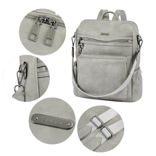 CLUCI Backpack Purse for Women Large Womens Leather Travel Fashion Backpack Purse Designer Ladies Shoulder Bags with Tassel - color: Grey-01