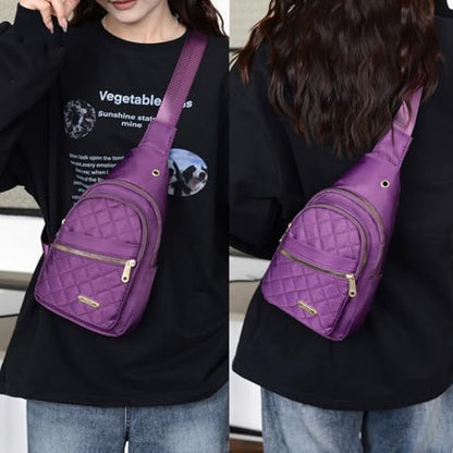 Crossbody Small Sling Backpack Sling Bag for Women Men, Chest Bag Daypack Crossbody for Travel Sport Running Hiking (Purple) - color: Purple