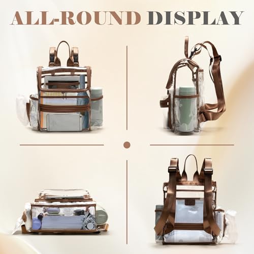MOMINSIDE Diaper Bag Backpack Small Diaper Bag,Mini Diaper Bag, Clear Bag for Stadium Events Small Clear Bag 12x6x12 for Girls Boys Moms Dads Adult Concert Sports Bag - color: Brown