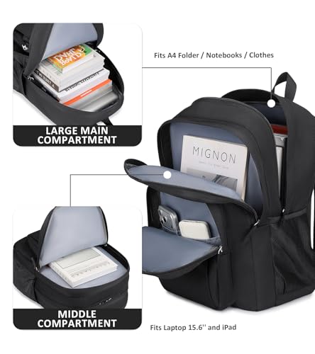 abshoo Classical Basic Womens Travel Backpack For College Men Water Resistant Bookbag (Black) - color: Black, size: 16.5 Inc