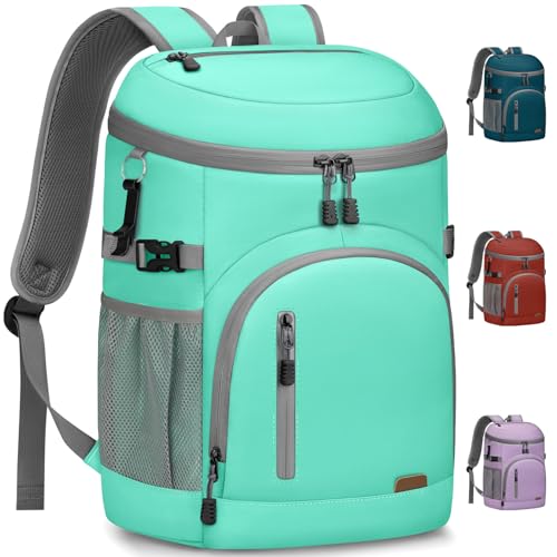 Pritent Cooler Backpack Insulated Waterproof,30/45 Cans Backpack Coolers Leakproof Lunch Backpack for Men Women Portable Soft Cooler Bag for Beach Camping Trave Picnic - color: leather blue, size: 45 Cans