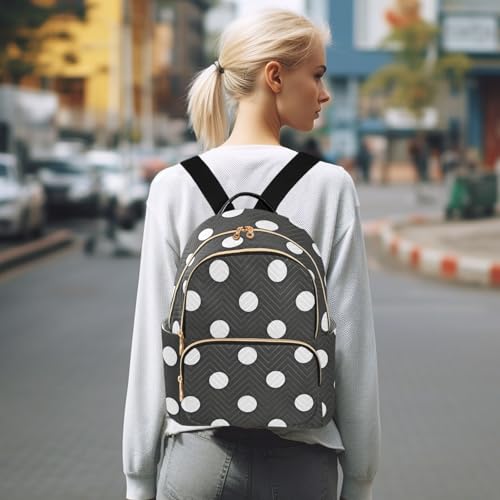 susiyo Classic Black White Polka Dot Backpack for Women Black White 10L Bag Retro Spot Ladies Backpacks Travel Casual Daypack - color: Black White, size: Small