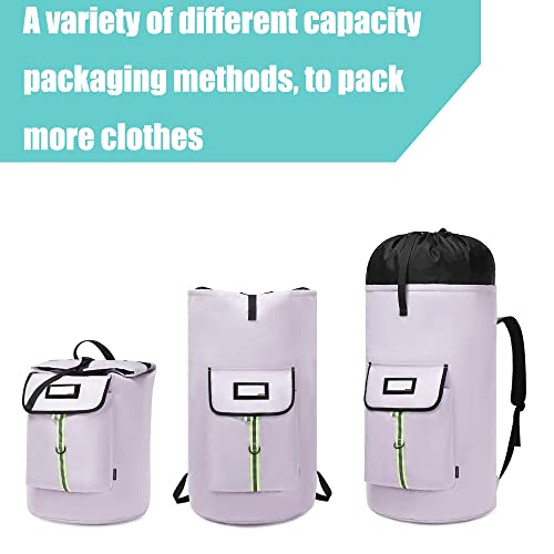 laundry bag backpack,extra-large heavy duty laundry bags,laundry backpack for college students,drawstring closure (Light purple laundry bag backpack) - color: Light Purple Laundry Bag Backpack
