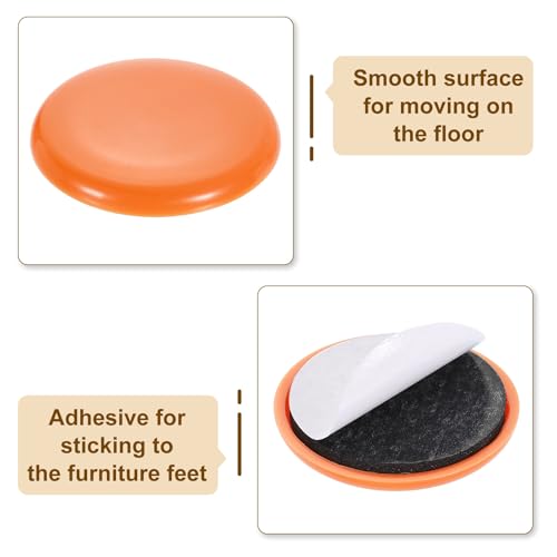 uxcell 20Pcs Furniture Sliders, 1-3/4 Inch Round Self-Adhesive Carpet Furniture Moving Pads Gliders Floor Protectors for Carpeted Tile Vinyl Hardwood Floors, Orange - size: 1-3/4 Inch