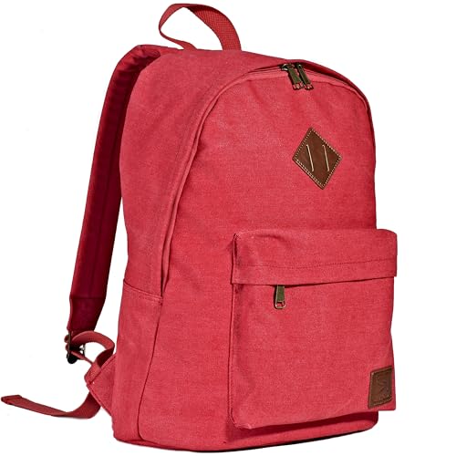 Durable Canvas College Rucksack Laptop Excursion Backpack Travel Notebook School Backpack Bookbag For Men Women Red Factory Directly - color: Red