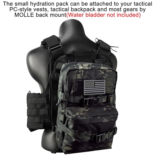 Tactical Mini Molle Hydration Pack,Molle Hydration Carrier with US Flag Water Resistant,Hydropack for Tactical Vest Backpack - style: Bcp