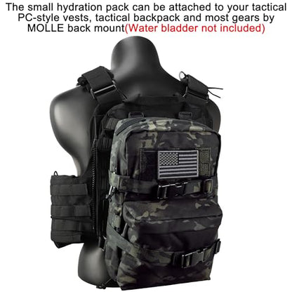 Tactical Mini Molle Hydration Pack,Molle Hydration Carrier with US Flag Water Resistant,Hydropack for Tactical Vest Backpack - style: Bcp