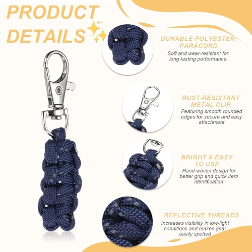 Reflective Paracord Zipper Pull Zipper Pulls Replacement - color: Navy Blue