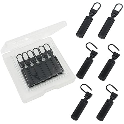 SINCCO 6 Pcs Zipper Pull Replacement, Universal Zipper Pull Tab Fixer Metal Zipper Head Handle Mend Repair Kit for Jacket Purse Backpack Luggage Boot, Black - color: Black