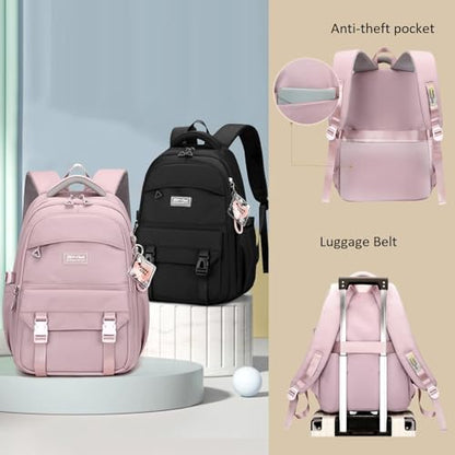 Black Backpack for Teen Girls Women Plain Kids School Bag for Elementary Middle School Bookbag - color: 01a Black