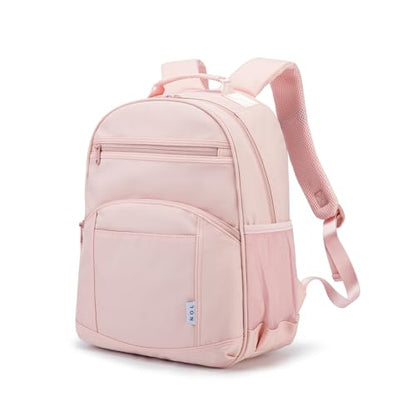 NOL Natural Organic Lifestyle Kids Backpack, School Backpacks for Teens Girls Boys, School Bookbag with Pencil Bag & Reflective Stripe for Elementary School - Pink - color: Pink