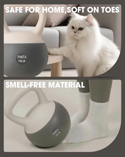 PAETA Soft Kettlebell for Home Fitness – Anti-Slip Grip & Wide Handle Design,Soft Kettlebell Set, Gentle Floor-Friendly Impact – 10lbs, 15lbs, 21lbs, for Home Functional Training - color: 15lbs White