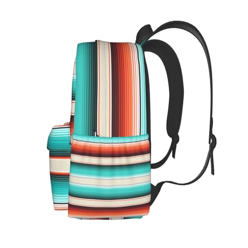Mexican Turquoise Aztec Western Backpack Boho School Bag Stripes Lightweight Bookbag Casual Daypack for Girls Boys Kids Women Men Travel Laptop 16 Inch - color: Western