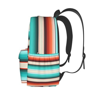 Mexican Turquoise Aztec Western Backpack Boho School Bag Stripes Lightweight Bookbag Casual Daypack for Girls Boys Kids Women Men Travel Laptop 16 Inch - color: Western