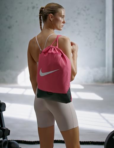 Nike Unisex Adult Gameday Brasilia 9.5 Training Drawstring Gym Sack, Bag, Backpack (18L) | Mens and Womens - color: Sweet Beet/Black/White