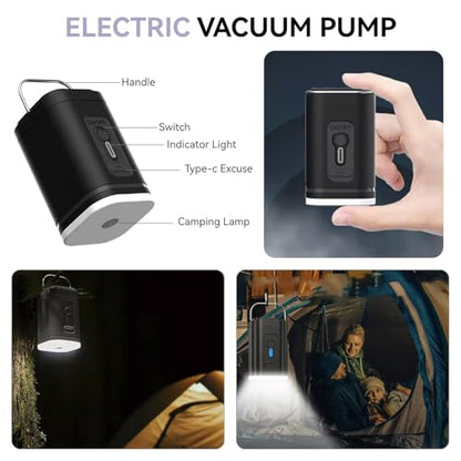 Vacuum Travel Backpack 60L with Air Pump Vacuum Water Resistant Air Compression System Carry On Suitcase Luggage with Rain Cover Black - color: Black, size: Vacuum