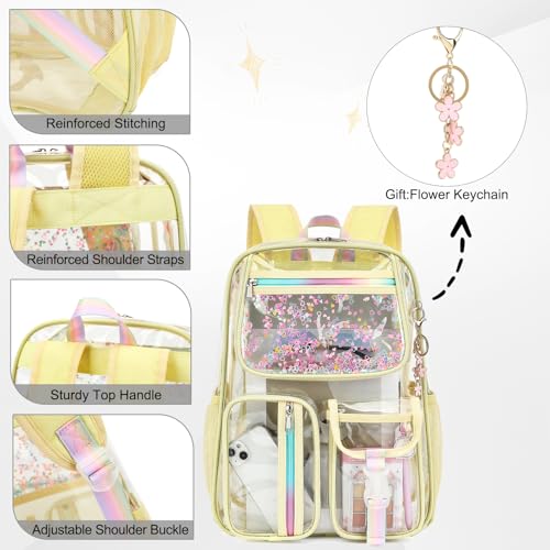 Clear Backpack for Girls Women, School Bookbag Heavy Duty See Through Backpacks (Light Yellow) - color: Pale Yellow