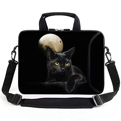 AMARY 14" 15" 15.4" 15.6" laptop sleeve chromebook case adjustable shoulder strap with handle accessory pocket for men women (Cat) - color: Cat