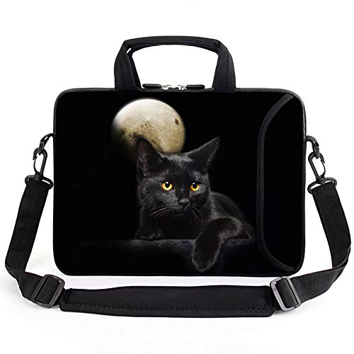 AMARY 14" 15" 15.4" 15.6" laptop sleeve chromebook case adjustable shoulder strap with handle accessory pocket for men women (Cat) - color: Cat
