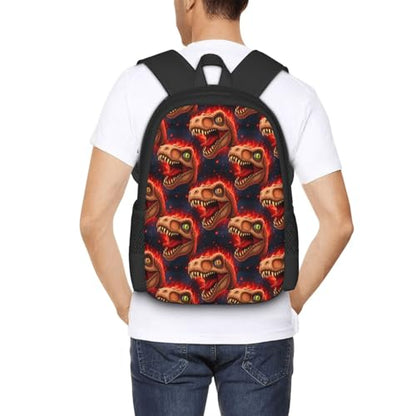 Slim Anti Theft Laptop Backpack Dinosaur T Rex, Large Volume Travel Daypack Durable Polyester Carry Bag for Office Business Outdoor Trekking - color: Design (213)