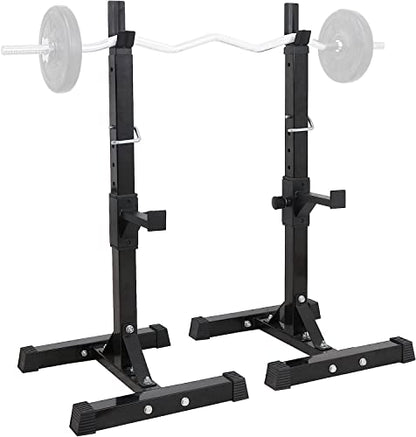 Adjustable Squat Rack Stand Barbell Bench Press Stands Rack Push Up 40"-66" Multi-Functional Sturdy Steel for Home Gym Max Load 550 lbs Portable Dumbbell Racks Stands, Black
