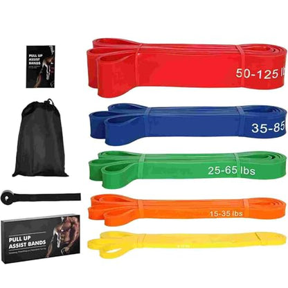 Pull Up Assist Bands Set, 5 Resistance Bands 15-125 lbs, Exercise Bands with Storage Bag, Workout Fitness Training
