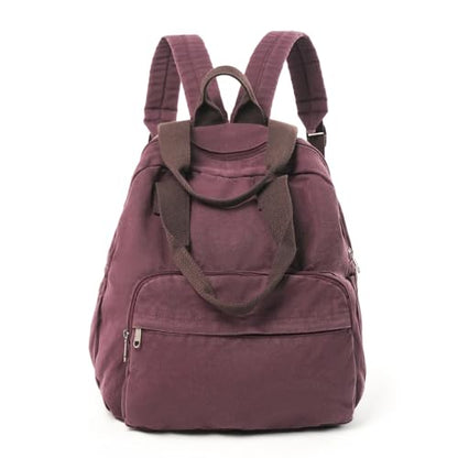 MaxxCloud Unisex Casual Canvas Laptop Backpack,Lightweight Work Daypack Travel Bag,Men Women Top Handle Rucksack - color: Purple