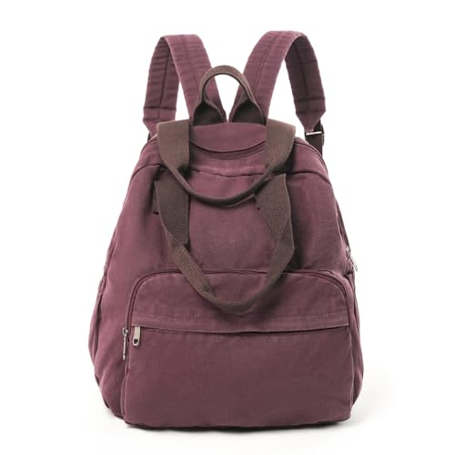 MaxxCloud Unisex Casual Canvas Laptop Backpack,Lightweight Work Daypack Travel Bag,Men Women Top Handle Rucksack - color: Purple