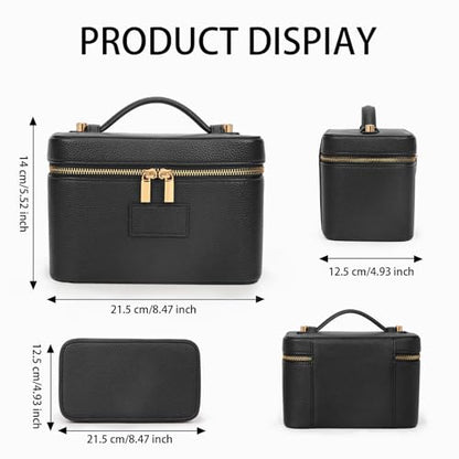 Makeup Bag Vanity Case with Removable Divider Travel Toiletry Bag Portable Cosmetic Bag Makeup Organizer Case (Black) - color: Black