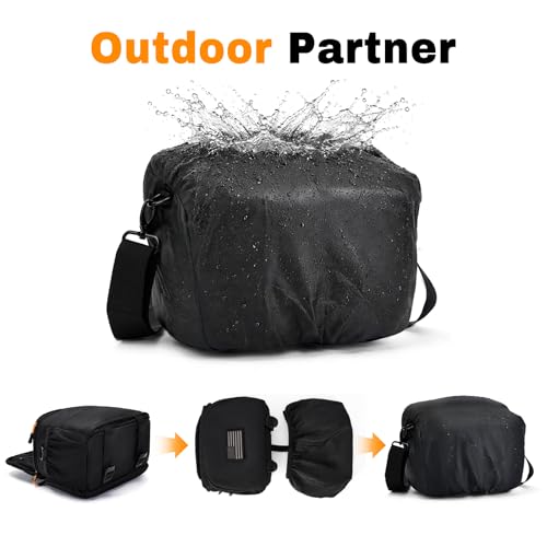 ALLCAMP Camera Sling Bag for DSLR & Mirrorless | Customizable Patch Area, Waterproof Crossbody Pack, Tripod Holder for Outdoor Photography & Travel, Black