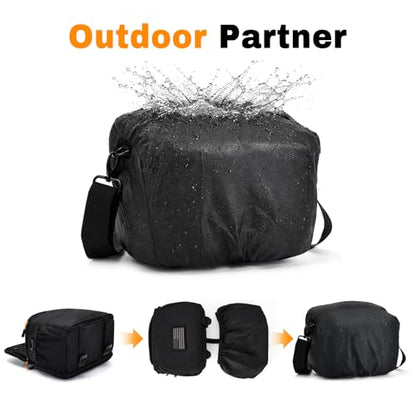 ALLCAMP Camera Sling Bag for DSLR & Mirrorless | Customizable Patch Area, Waterproof Crossbody Pack, Tripod Holder for Outdoor Photography & Travel, Black