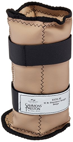 Sammons Preston Cuff Weight, 10 lb, Beige, 2 Velcro Strap & D-Ring Closure, Grommet for Easy Hanging, Lead Free Steel Ankle & Wrist Weights, For Strength Building & Injury Rehab, Sold Individually - style: 10 lbs.