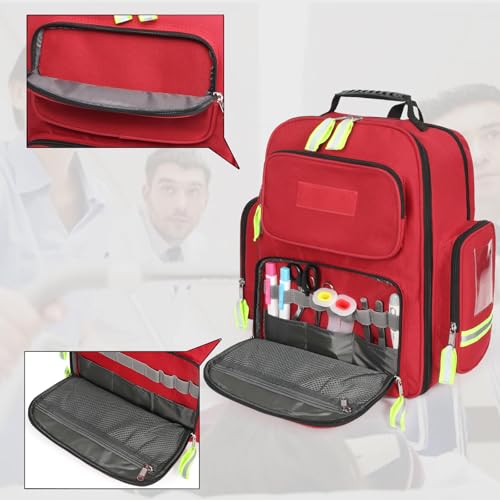 Gatycallaty First Aid Backpack - Multi Pocket Emergency Medical Bag for Camping, Trip, Go Bag, Sports Medicine, Trauma (Red, Pack of 2) - color: Red, Pack of 2