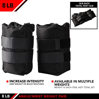 JFIT Ankle Weights - Ankle Weight Pair 10 Weight and Bundle Options - 0.5 to 8 lbs. Each (Set of 2) Adjustable Straps – Comfortable, Breathable, Moisture Absorbent Weight Straps for Men and Women - size: 8lb Pair