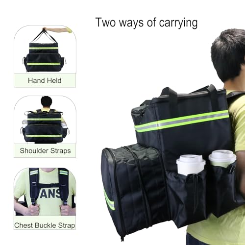 Extral Large Food Delivery Backpack,17"x17"x16" Insulated Pizza Delivery Backpack fits 14'' 16'' Pizzas, Motorcycle Food Delivery Bag for Bike with 4 Pockets for Uber Eats, Doordash
