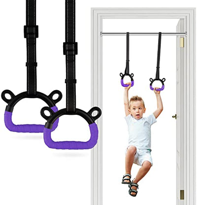 EXQ Home Kids Gymnastic Rings Pull up Rings for Chlidren Exercise,Indoor Gym Ring,Kids Gymnastics Rings with Adjustable Straps,Load Bearing 220lb(NO Bar) - color: Purple