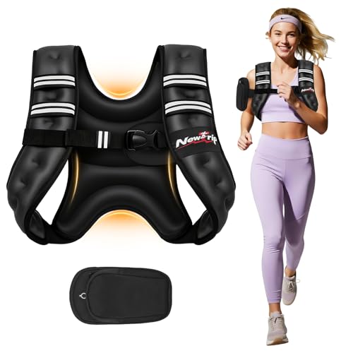 Weighted Vest Women & Men - 5lbs/8lbs/10lbs/12lbs/15lbs/20lbs/25lbs/30lbs Adjustable Weight Vest with Detachable Phone Pouch - Ideal for Rucking,Walking,Weight Loss,Training&Running - size: 10 lb