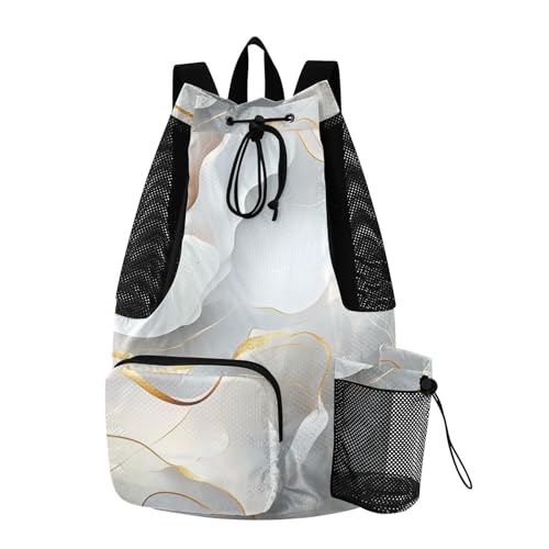 Drawstring Gym Bags Camp Bag With Pockets Cinch Sack Waterproof Marble White Neutral - color: Color 16
