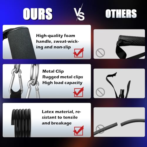 VEICK Resistance Bands, One Single Exercise Bands, Workout Bands Resistance Training for Home Workouts Fitness Pilates - color: Black(40LBS) + Handles