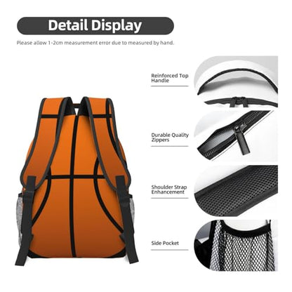 Basketball Laptop Backpacks With Smooth Zippers,Ergonomic Shoulder Straps,16.5â€ Travel Backpack For Adult