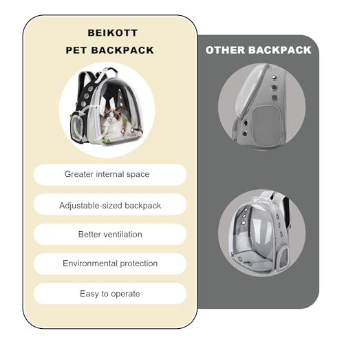 Cat Backpack Carrier, Front Expandable Expandable Bubble Pet Backpack, Ventilated Transparent Capsule Dog Backpack for Small Cats Dogs Birds Bunny, Airline Approved - color: FrontExpand-BK