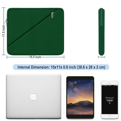 Laptop Case 15.6 inch, Traveling Carrying Computer Bag with Zippered Pocket, Shockproof Protective Laptop Sleeve Compatible for Apple Notebook, HP, Dell, Acer, Asus, Lenovo, Deep Green - color: Deep Green, size: 15.6 inch